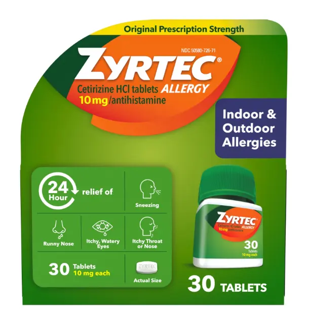 Zyrtec 타블렛 30/60/90 등 다양하게 있음