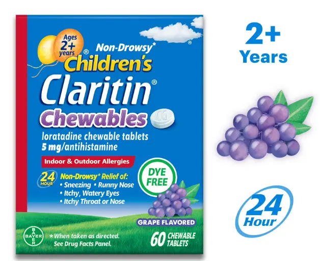 Claritin 클라리틴 어린이용 츄어블 타블렛 포도맛/풍선껌맛